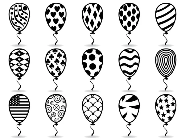 Icônes de ballon motif noir — Image vectorielle