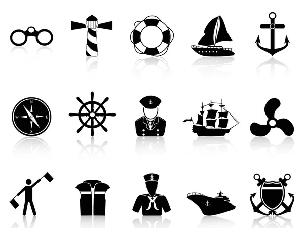 Black sailing icons — Stock Vector