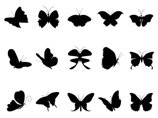 Butterflies silhouette collection — Stock Vector