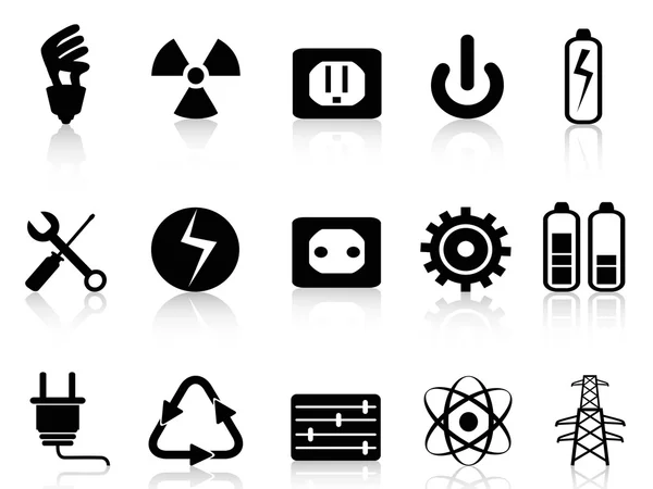 Conjunto de iconos de electricidad y energía — Archivo Imágenes Vectoriales