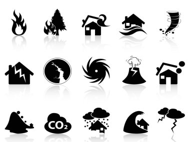 Natural disaster icons set clipart