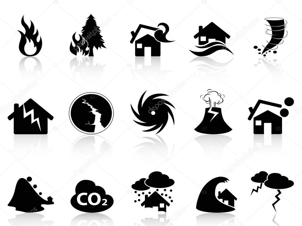 Natural disaster icons set