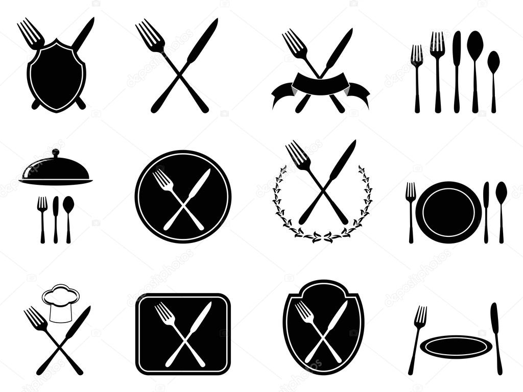 Eating utensils icons set