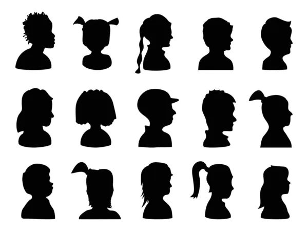 Children Profile Silhouettes — Stock Vector