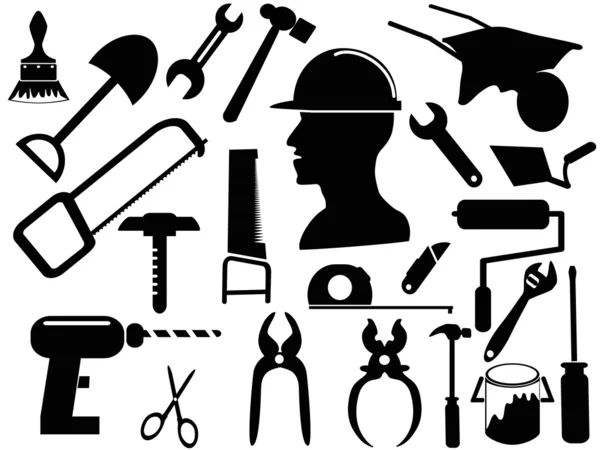 Hand tool silhouettes Royalty Free Stock Vectors