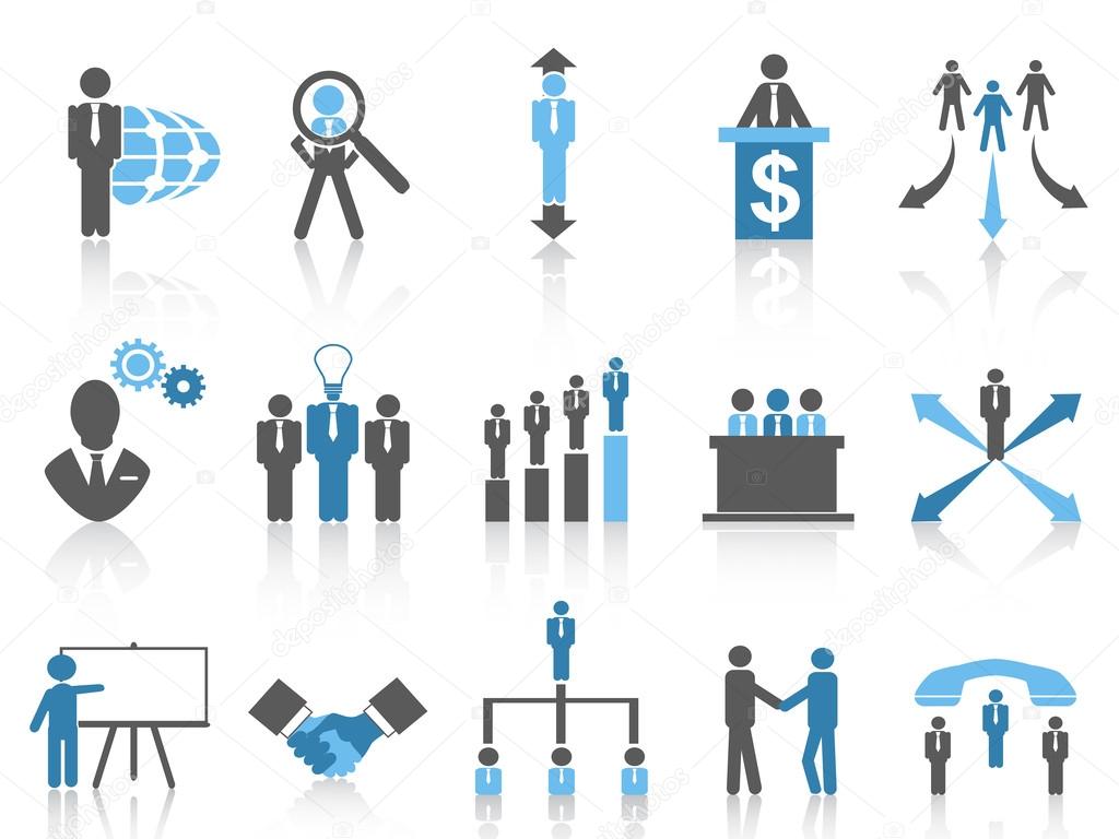 Business and Management Icons, blue series
