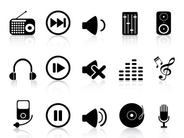 Sound icons set clipart