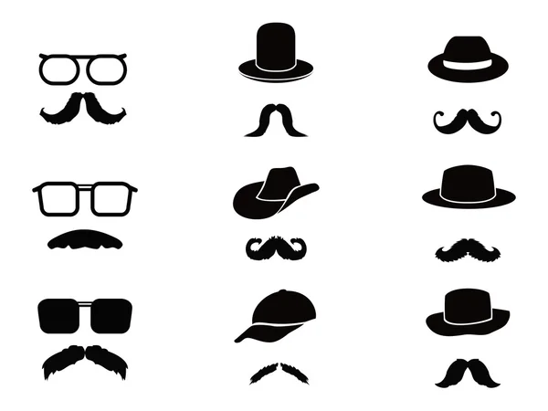 Onzichtbare man met snor, bril en hoeden — Stockvector