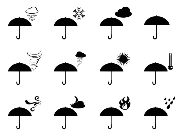 Icônes météo parapluie — Image vectorielle