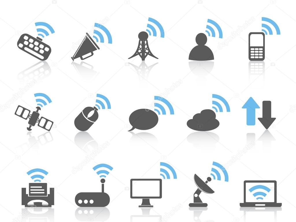 Wireless communications icon,blue series