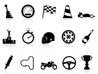 Motor race icons set clipart