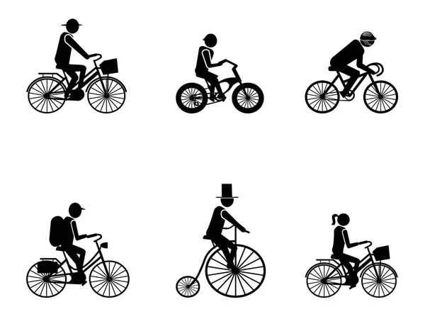 Silhouetten von Radfahrern — Stockvektor