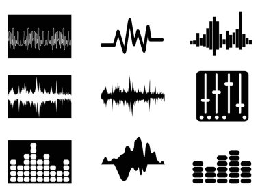 Music soundwave icons set clipart