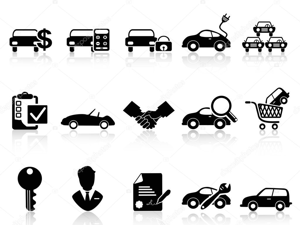 Car dealership icons set