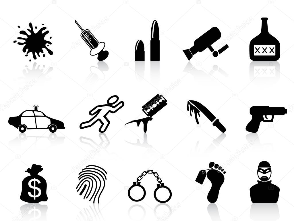 Crime icons set