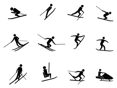 Ski icons set clipart