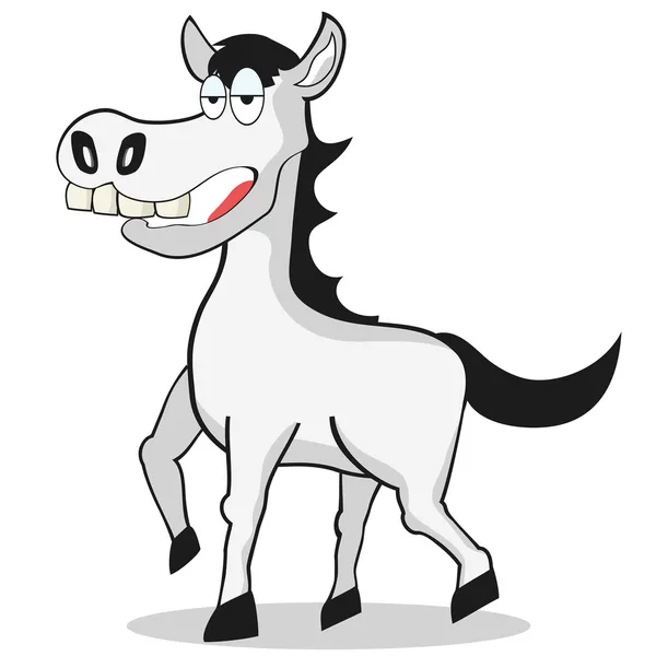 Caballo blanco divertido — Vector de stock