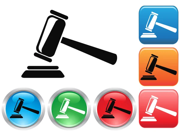 Gavel button icons set — Stock Vector