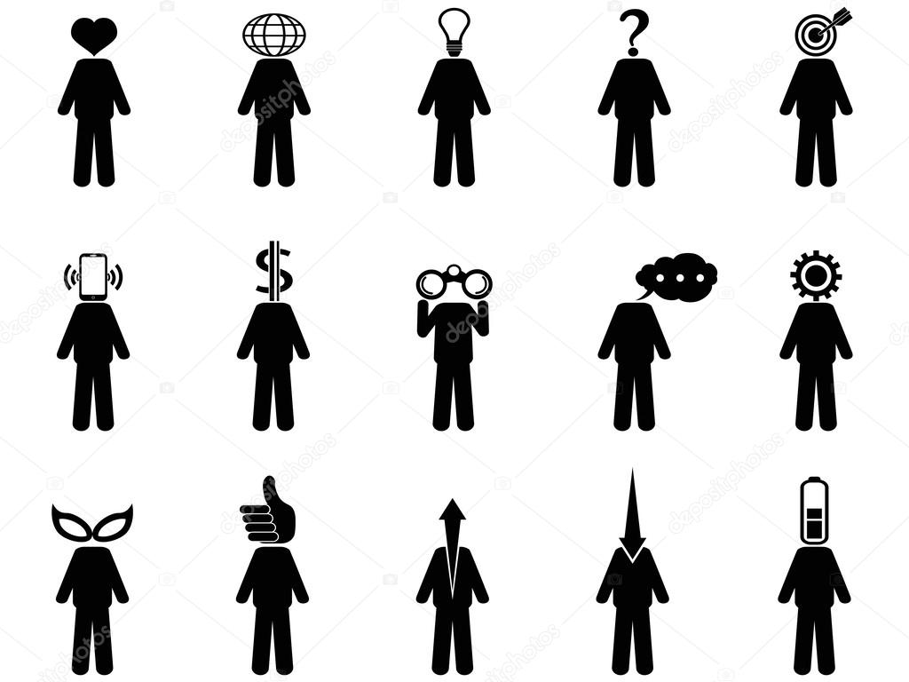 People Stick Figure Characteristic Mind Icons set