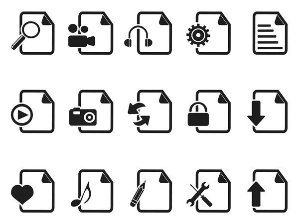 Black Files and Documents icons set — Stock Vector