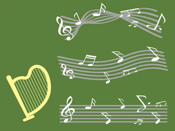 Harpe avec note de musique — Image vectorielle