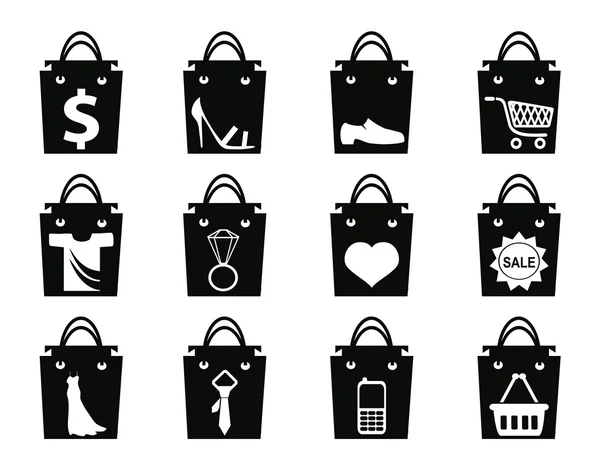 Μαύρη τσάντα για ψώνια — Διανυσματικό Αρχείο