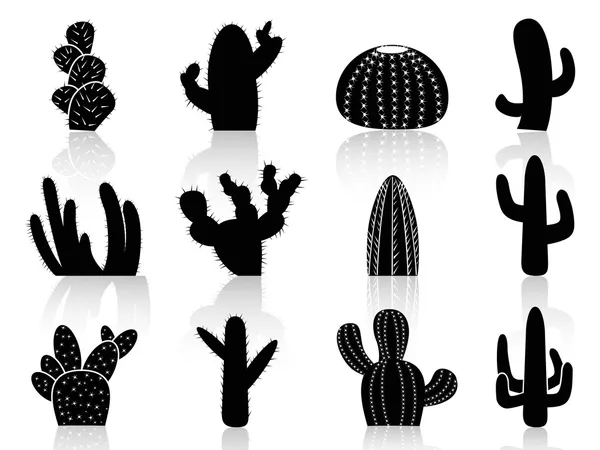 Siluetas de cactus — Archivo Imágenes Vectoriales