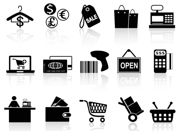 Negro al por menor y compras — Vector de stock