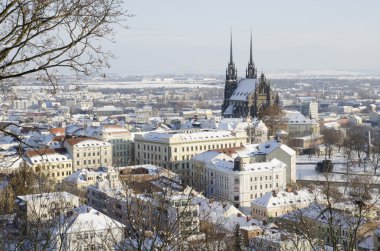 Wintry historic center of Brno clipart