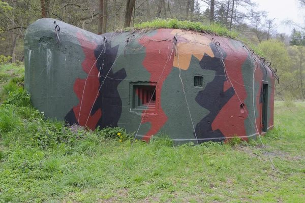 Small historic WWII bunker in camo colours — Stock Photo, Image
