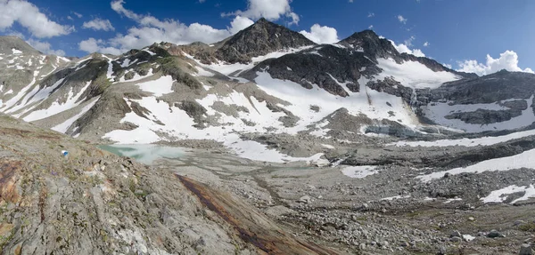 Sommerlandschaft Der Österreichischen Alpen Mit Goldbergkees Gletscher Und Windischkopf Und — Stockfoto