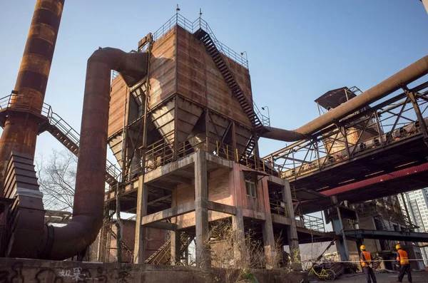 Old Steel Factory Chimney Machine Facility — Stock Photo, Image