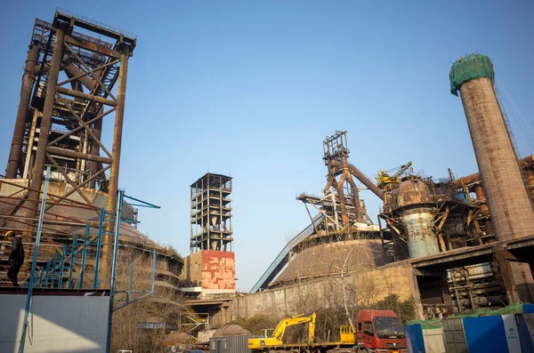 Old Steel Factory Chimney Machine Facility — Stock Photo, Image