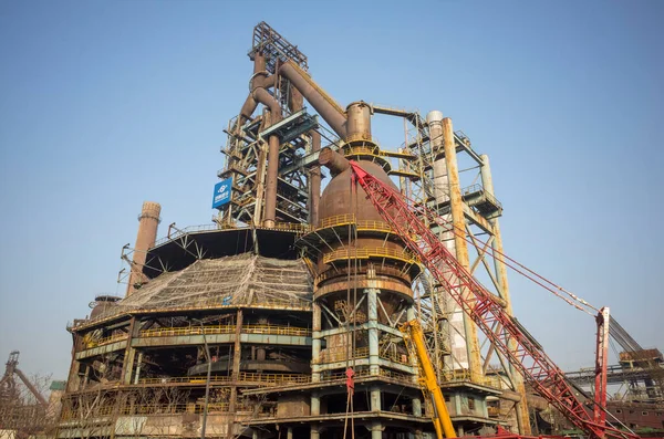 Old Steel Factory Chimney Machine Facility — Stock Photo, Image