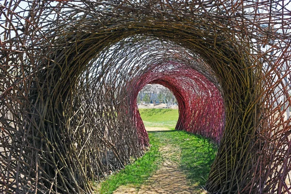 Tunnel Met Rotan Tuin Stockfoto