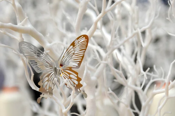 Fer Fait Papillon Avec Aile Fleur — Photo
