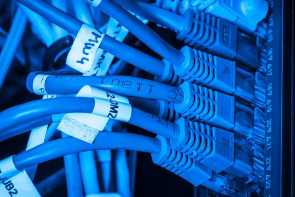 Network hub and patch cables — Stock Photo, Image