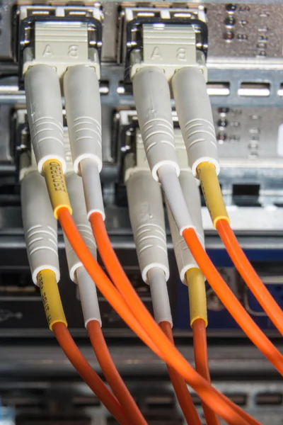 Network cables connected to switch — Stock Photo, Image
