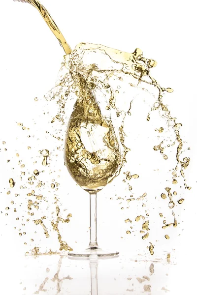Witte wijn splash — Stockfoto