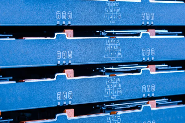 Close Hard Disk Clusters Used Large Database Data Storage Center — Stock Photo, Image