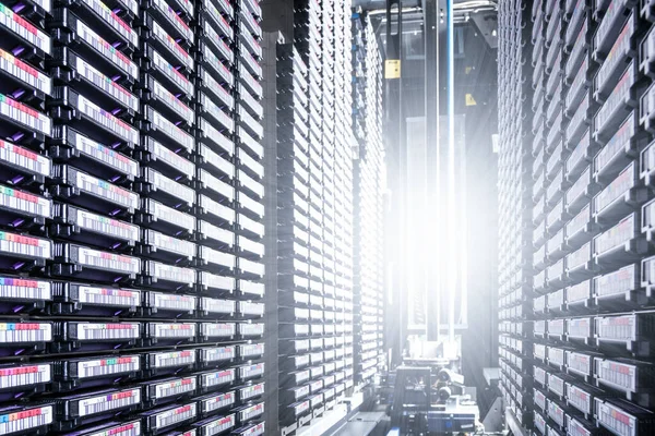 Data Storage Tapes Hoge Stacks Internet Cloud Concept — Stockfoto