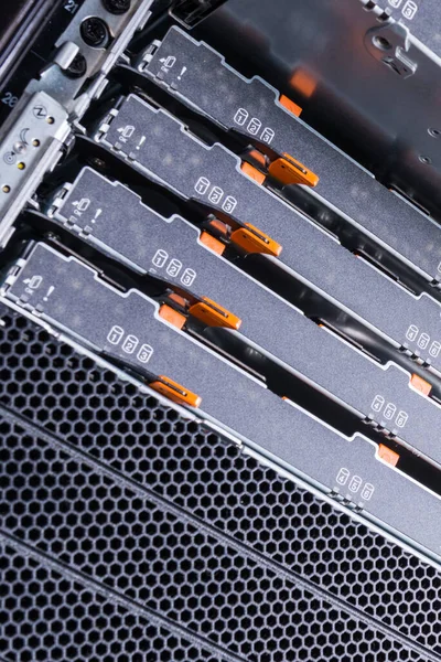 Detail Trays Hard Drives Data Cloude Center — Stock Photo, Image