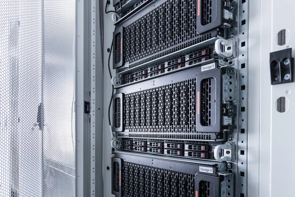 Close Server Rack Data Storage Room — Stock Photo, Image