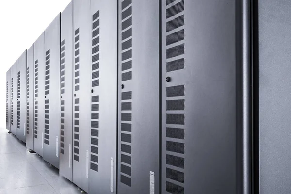 Server Rack Inuti Datacenter Internetleverantör — Stockfoto