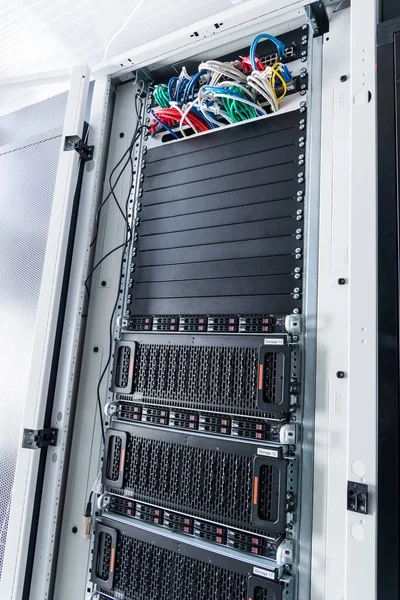 Row Hard Drives Serving Data Storage Server Room — Stock Photo, Image