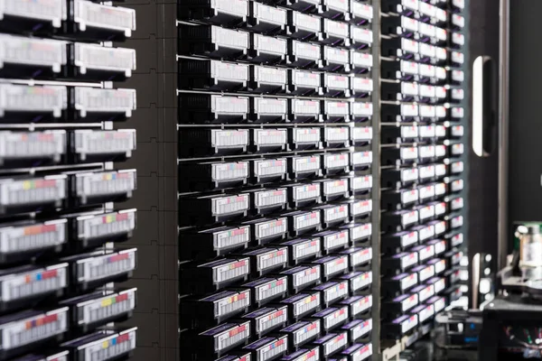 data storage towers filled with hard disks