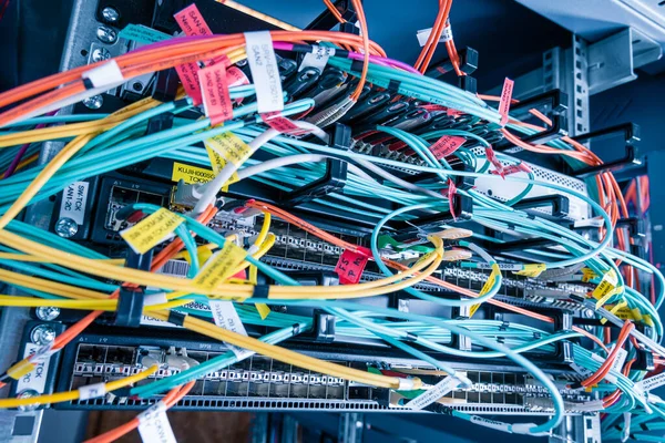 Detail Server Rack Fiber Optic Cables Attached Front Panel Switch Stock ...