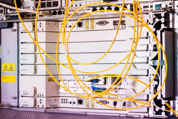 detail of data switch board and optical cables