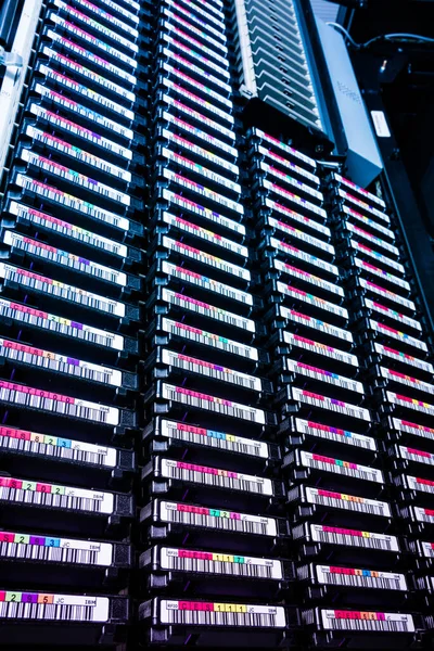 Dolní Pohled Cluster Pevných Disků Racku Datové Úložiště — Stock fotografie
