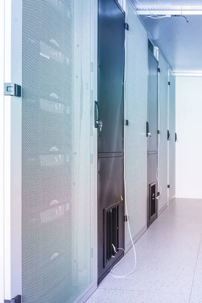 Data center with a row of server racks